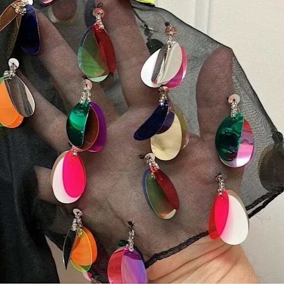 Stunning Vintage 100% Silk Sequin Beaded Midi Mini Designer Dress Wedding Guest - Picture 6 of 14